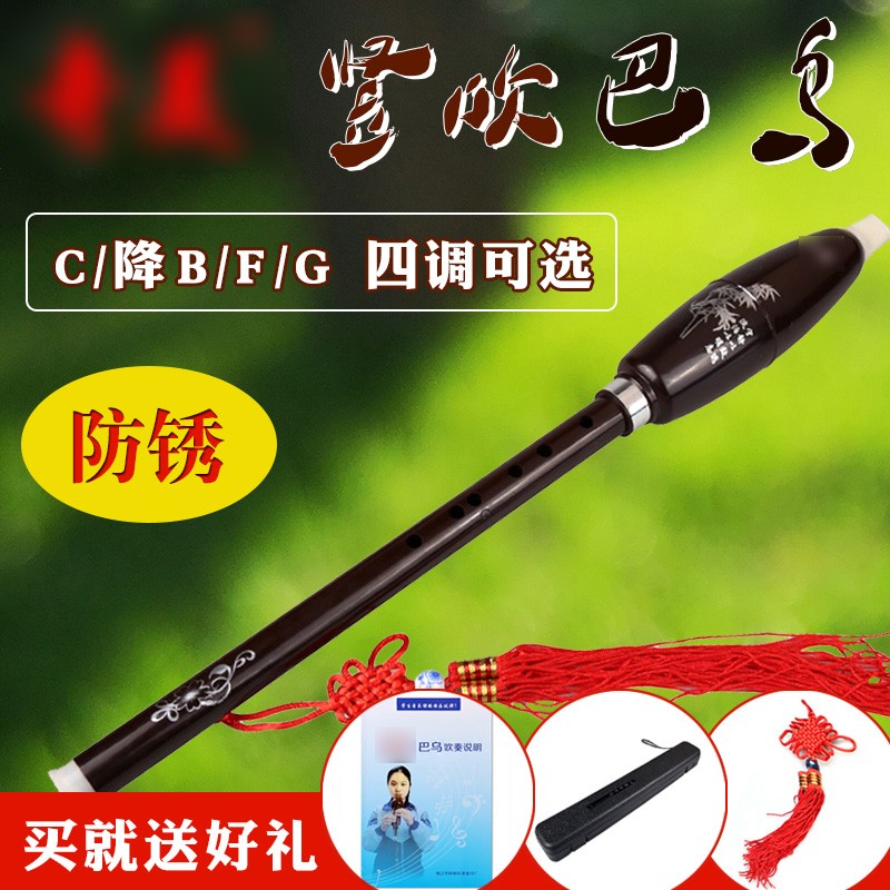 巴乌竖吹巴乌防摔C调降B调G调F调防锈儿童学生初学练习演奏紫檀色