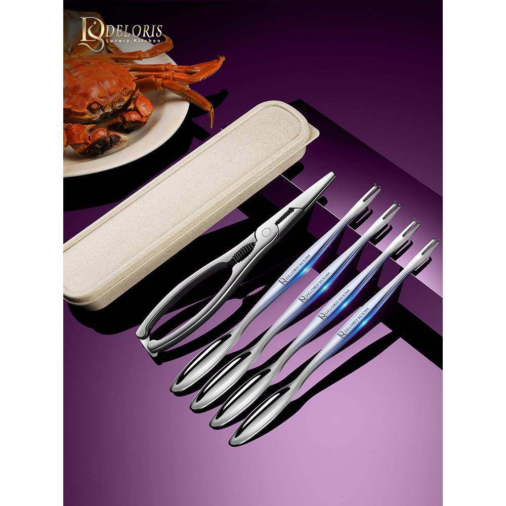 304不锈钢蟹八件家用专业吃蟹工具大闸蟹螃蟹钳夹拆蟹剪蟹针蟹勺