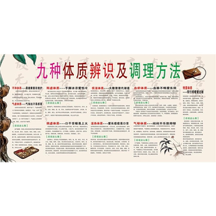 中医九种体质辨别中医养生大挂图装饰画美容院养生挂画海报图广告