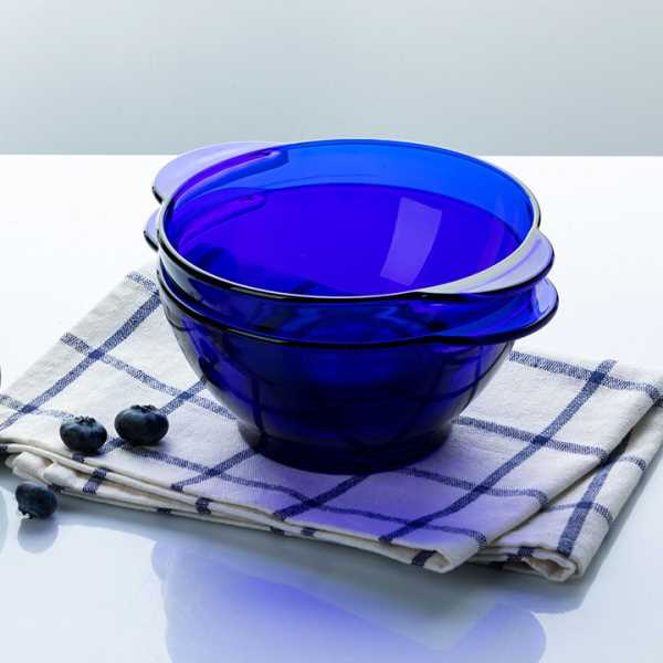 法国多莱斯钢化玻璃6人15件套装餐具蓝色米饭碗盘子家用杯子