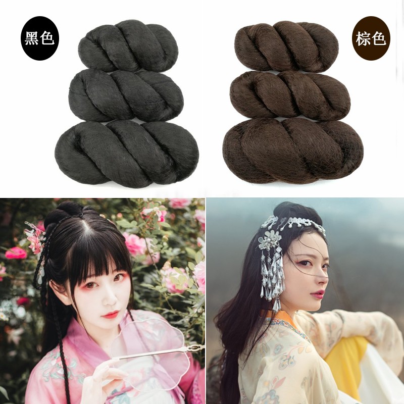 汉服假发包古风女套装垫发髻儿童头饰盘发片古装百搭造型万用麻花