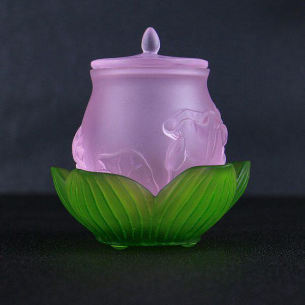 富贵荷莲圣水杯供杯古法琉璃净水杯水杯精品包邮