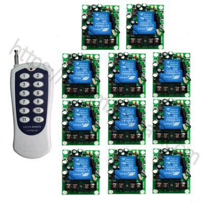 220V11路30A无线遥控开关大功率一拖11路分体灯具水泵控制器3000W