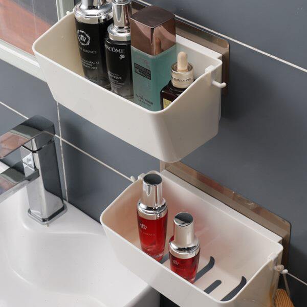 厕所置物架塑料卫生间置物架吸壁式家用收纳盒免打孔洗漱台置物架