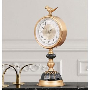 客厅轻奢座钟静音钟简约创意石英钟桌面摆件时钟装饰钟表玄关台钟