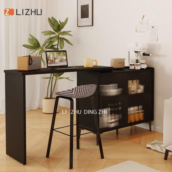 餐边柜吧台一体隔断柜家用伸缩岛台酒柜展示柜餐桌转角咖啡茶水柜