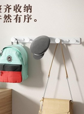 实心奶油风白色免打孔门后t衣帽钩卫生间粘钩毛巾钩浴室衣柜挂衣