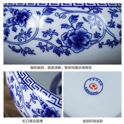 鸿轩景德镇陶瓷烟灰缸瓷器笔洗创意中式家居办公室茶室摆件家用品