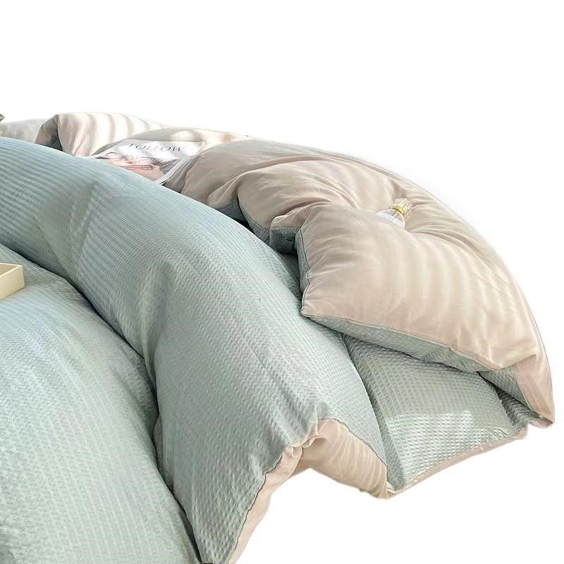 感纯色华夫格四件套四季水洗棉床单被套三件套床上用品简约,床上用品,床品套件/四件套/多件套,淘宝优惠券,粉丝福利购,淘宝优惠卷