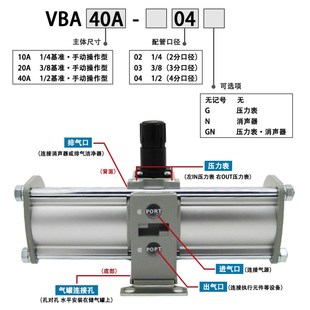 VBA40A 气体增压阀VBA10A VBA20A 04储气罐10L20L38L5LX104
