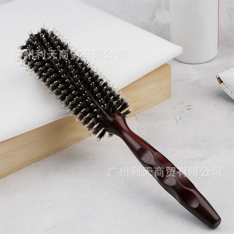 猪鬃毛滚梳子卷发梳子厂家直销家用圆滚梳指印梳内扣吹直发造型梳