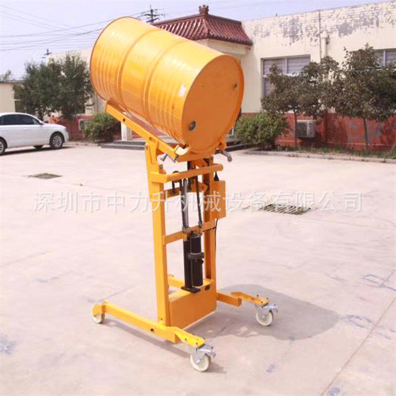 半电动翻转油桶车倒料车装卸车电动油桶堆高车半自动油桶搬运车