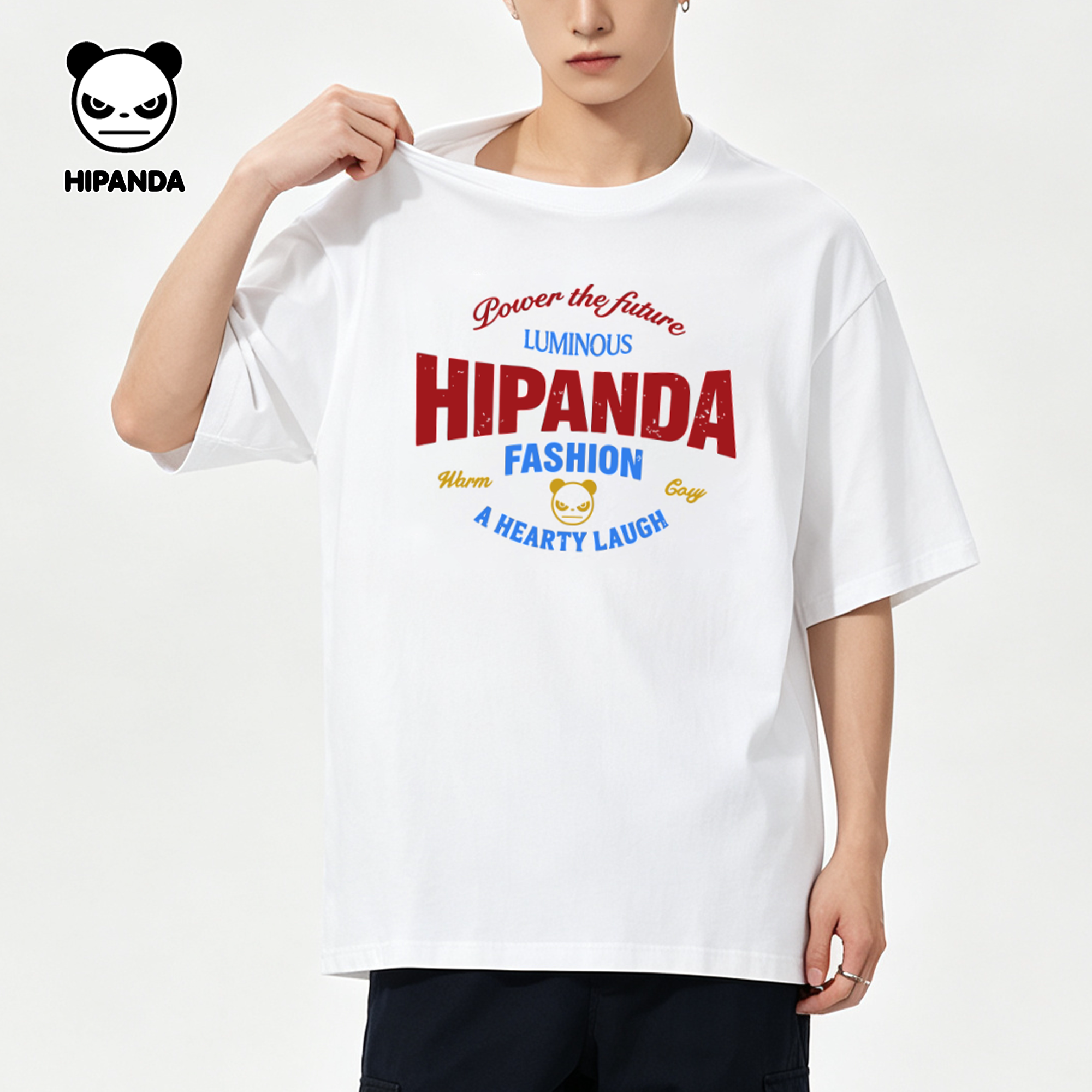 HIPANDA短袖t恤男士夏季纯棉半袖