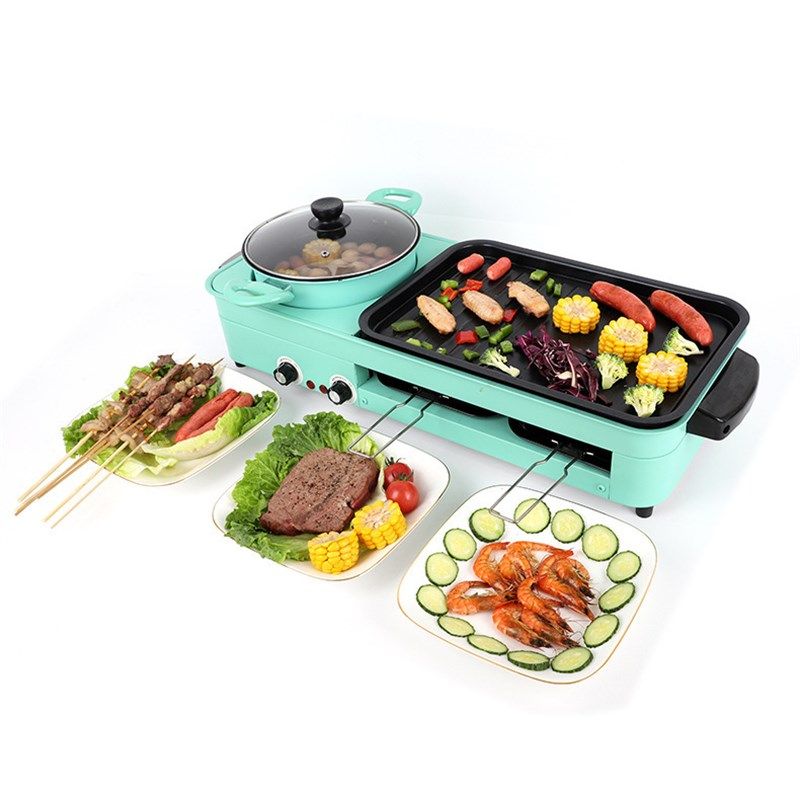 新款电烤盘无烟不粘家用电烧烤炉多功能火锅涮烤一体锅
