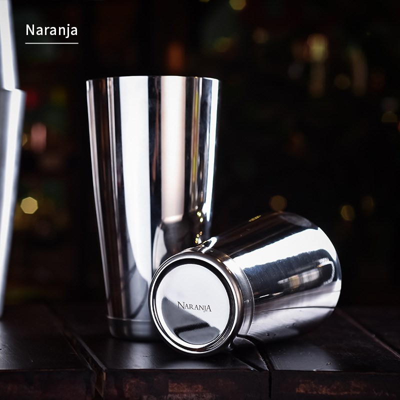 Naranja图腾波士顿调酒器不锈钢波士顿壶二段摇酒壶复古壶