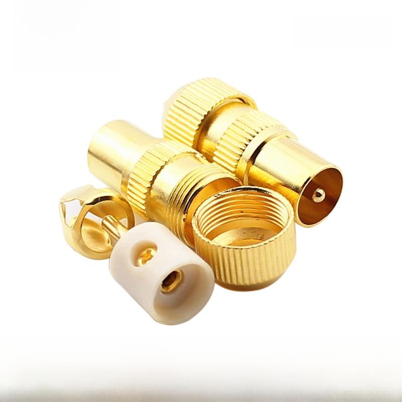 全国包邮镀金有线电视插头闭路线头RF头竹节头射频线接头TV公头