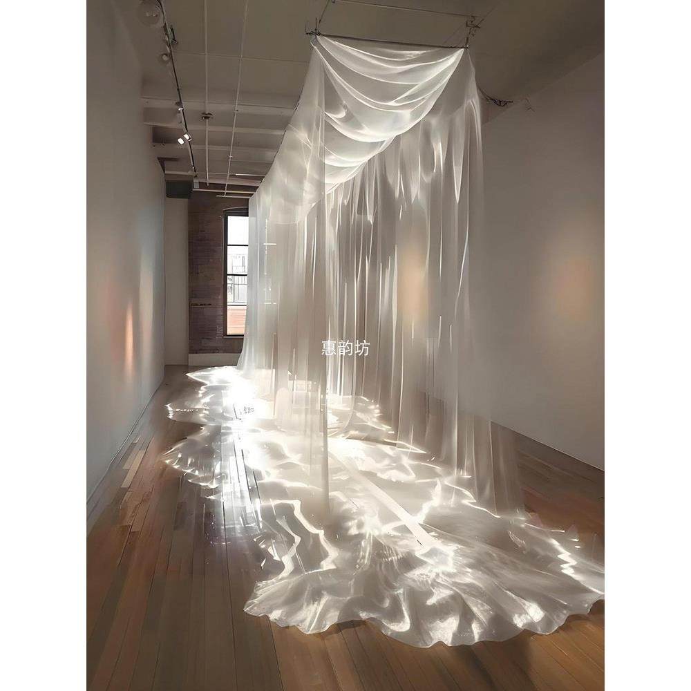 婚庆纱幔水光纱舞台背景流光纱舞台吊顶装饰轻透流动氛围背景布料