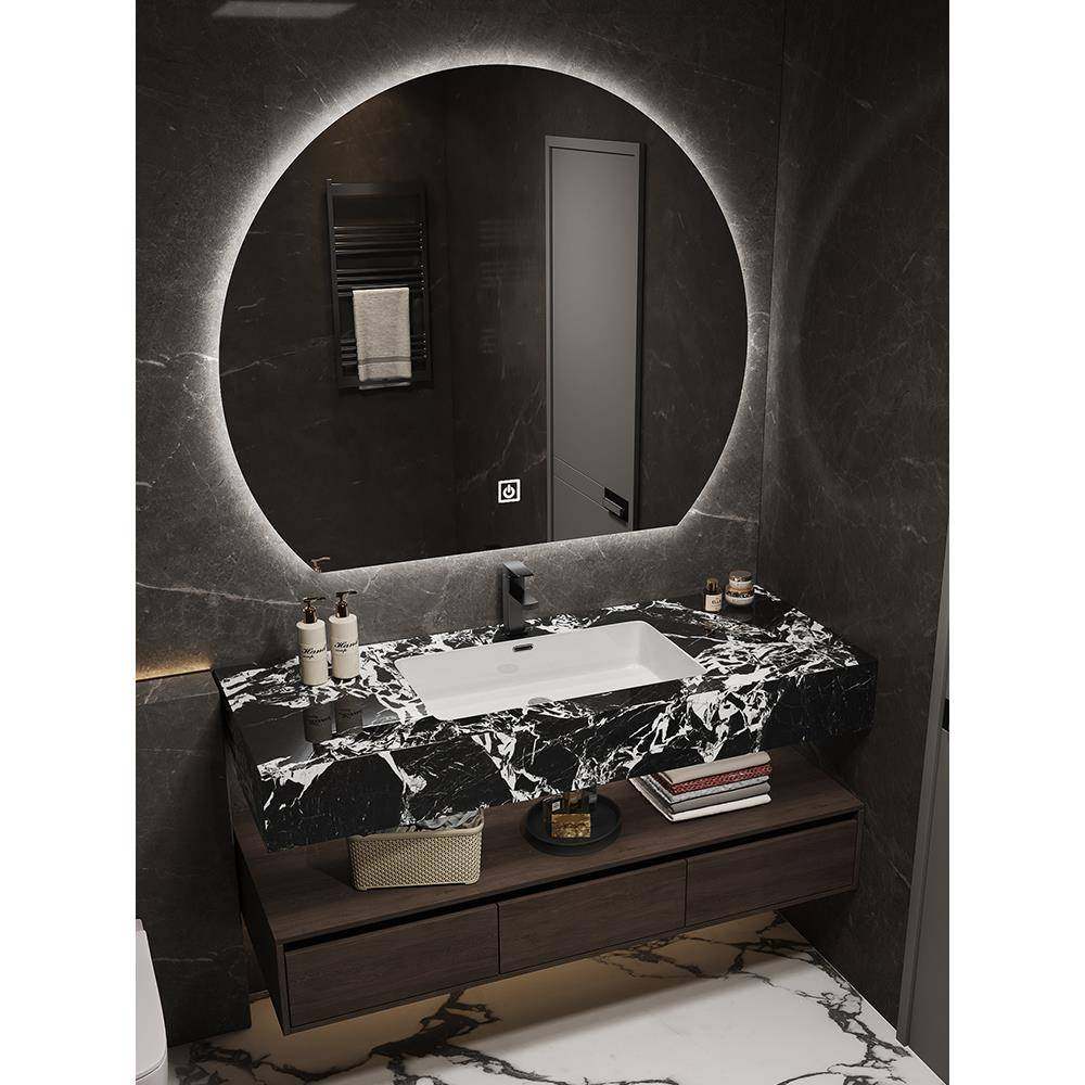 北欧宝格丽岩板陶瓷无缝一体盆浴室柜卫生间智能洗手洗漱洗脸台盆