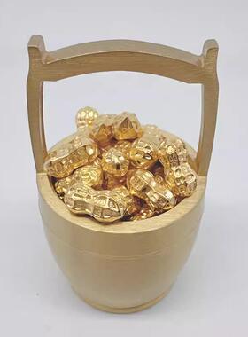 沙金小花生实心摆件一克黄铜合金招财进宝桌面鱼缸家居装饰用品