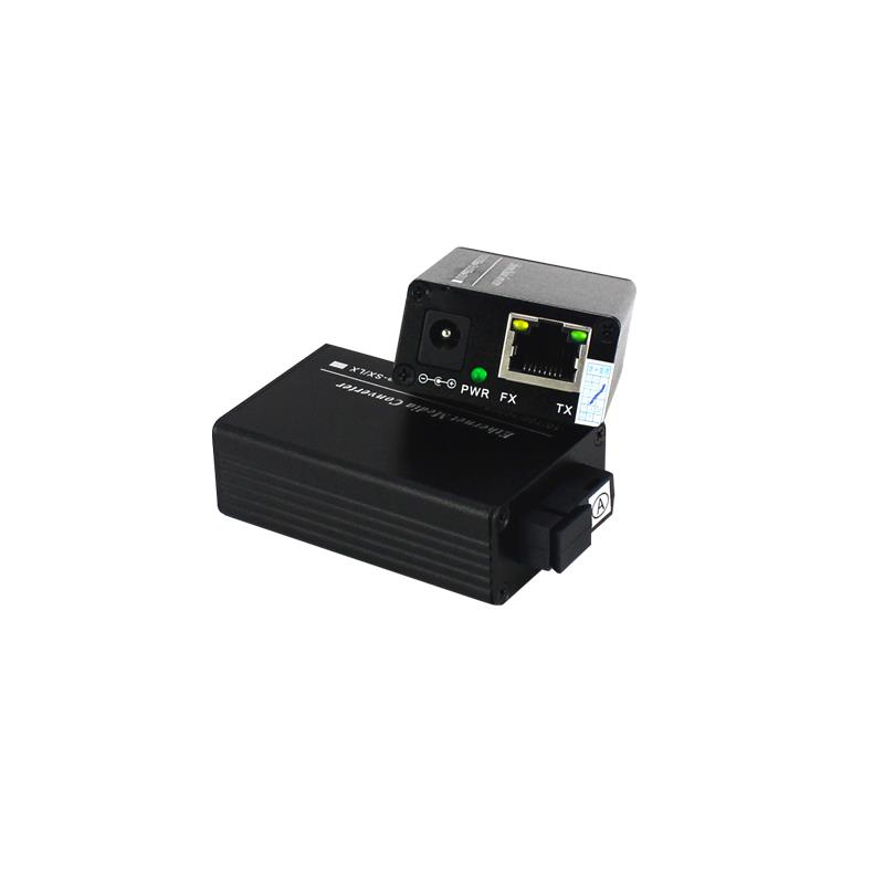 迷你型千兆单模单纤光纤收发器1光1电安防网络用12V光电转换器1对