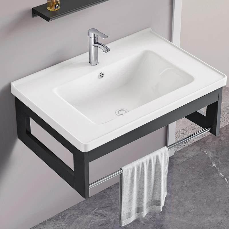 挂墙式洗手盆陶瓷组合阳台壁挂洗脸盆家用小户型卫生间太空铝浴柜