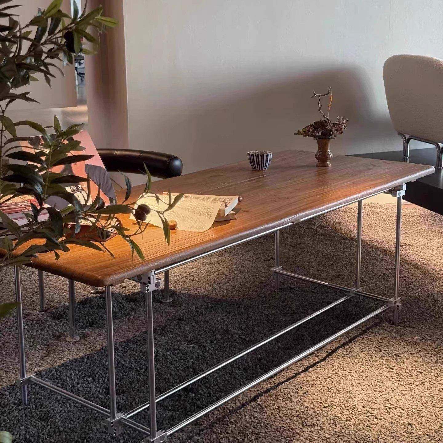 包豪斯光轴榆木书桌办公桌电脑桌会议桌创意设计师长条桌子工作台