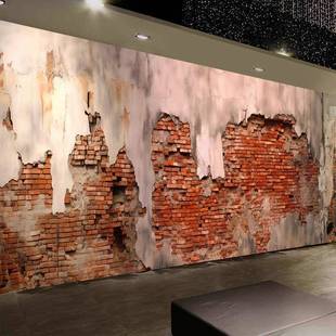 3D砖墙串串火锅餐厅装修壁纸复古工业风水泥墙纸烧烤饭店背景墙布