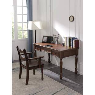美式乡村全实木书桌椅组合 小美简约美式风格写字台覆古怀旧大号