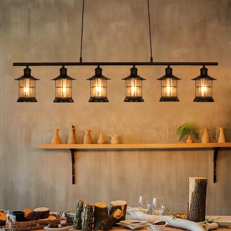 复古工业风客餐厅吊灯咖啡酒馆休闲吧台灯火锅店包厢餐桌长条吊灯