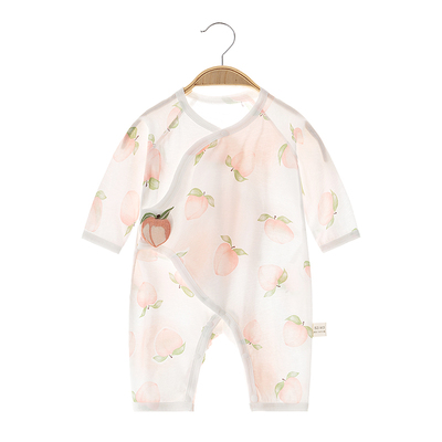 0一3月婴儿衣服夏季连体衣薄款新生儿长袖纯棉哈衣宝宝夏款空调服