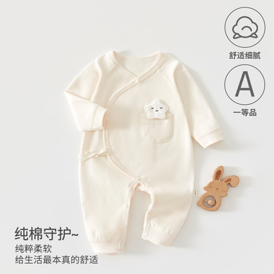 新生儿连体衣秋冬季婴儿衣服纯棉a类宝宝衣服蝴蝶衣52码哈衣爬服