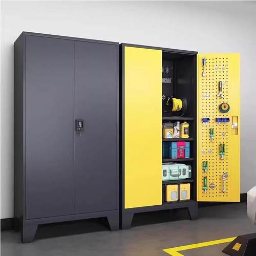 地下车库铁皮带锁抽屉储物柜站脚重型工具柜工厂车间多功能收纳柜