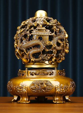 纯铜九转乾坤鼎摆件新中式家居客厅办公室装饰品开业乔迁礼品