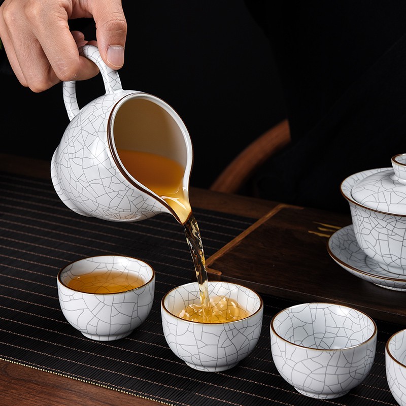 瓷韵东方 泉德堂汝窑茶具套装开片可养线茶壶茶杯主人杯功夫茶具
