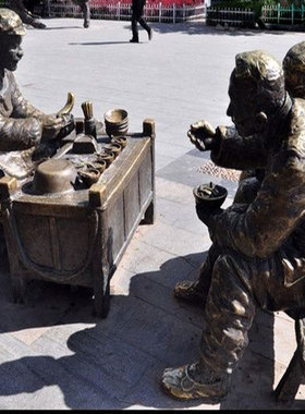 人物玻璃钢石膏定制农村卖膜吹糖人小吃雕塑街边卖红薯雕像摆件