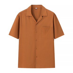 衬衫 男装 古巴领衬衣棉混纺宽松翻领短袖 新款 464938 2024夏季