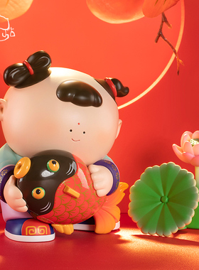 大美术馆 杨柳青年画娃娃《莲年有余》传统民俗手办桌面摆件礼物