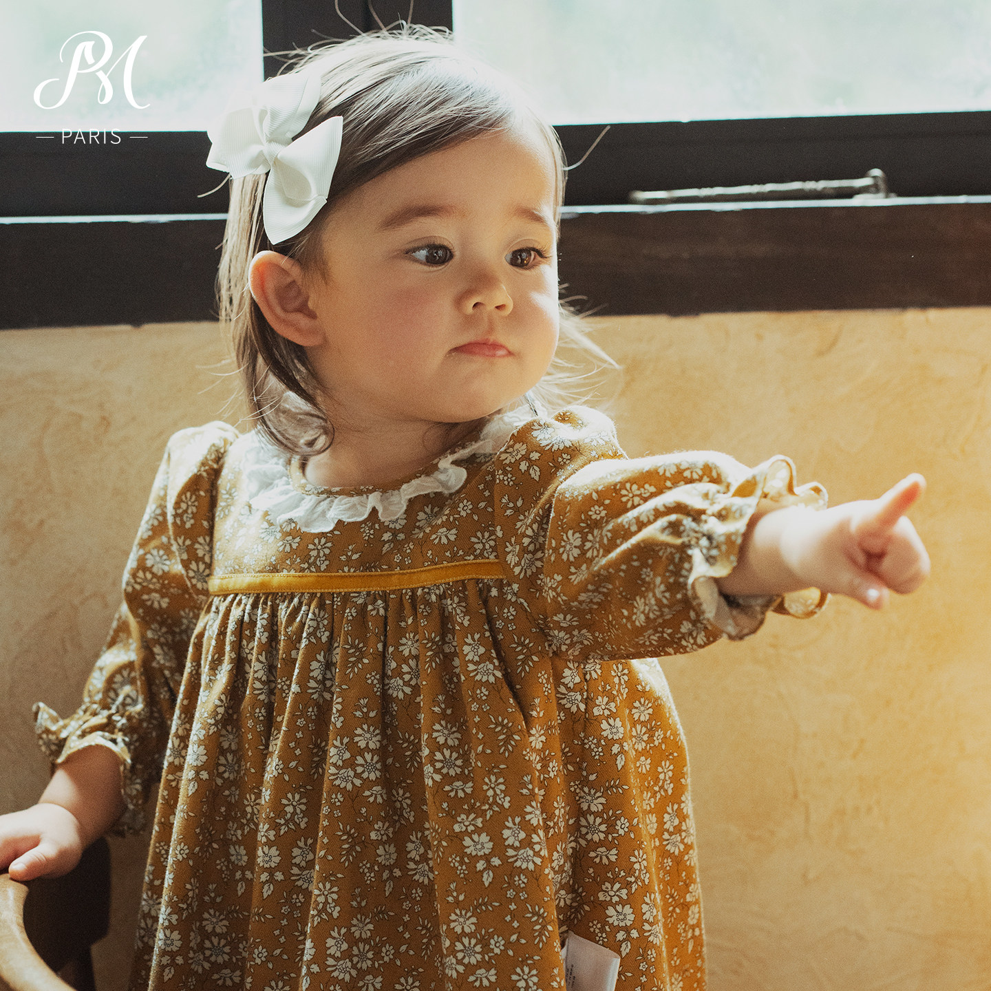 Petite Marguerite小雏菊婴童·利伯缇花边领黄色碎