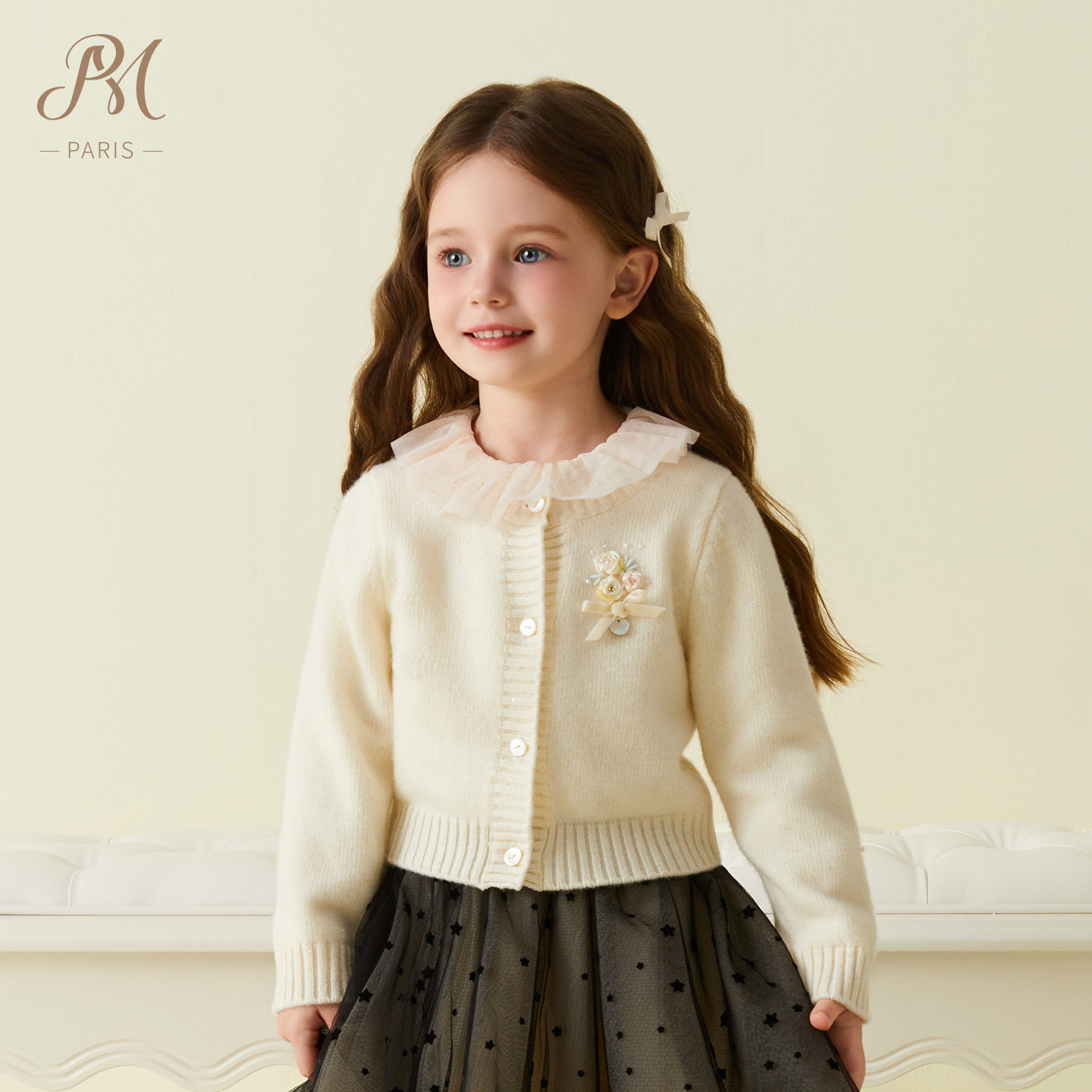 Petite Marguerite小雏菊童装法式长袖圆领针织衫香