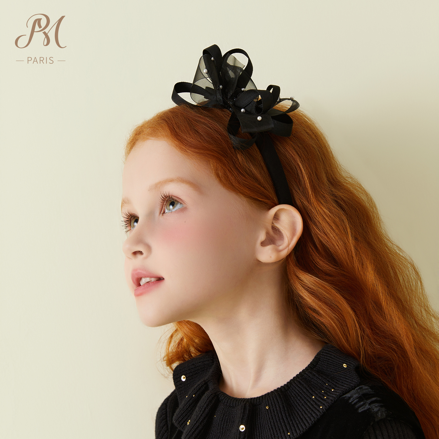 小雏菊PM童装立体蝴蝶结珍珠发箍