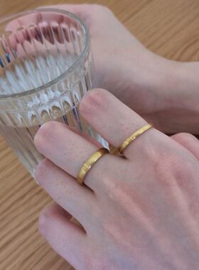 不怕水！老式有格调！自制清冷拉丝金工艺仿真黄金古法不掉色戒指