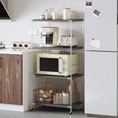 不锈钢货架厨房置物架多层收纳架落地家用锅架客厅储物柜阳台架子