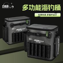 钓哈哈新款钓鱼桶野钓专用增氧泵活鱼桶加厚加硬大容量EVA鱼护桶