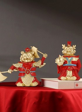 龙年新房新居开业新中式家居电视柜玄关摆件展示柜禅意桌面装饰品