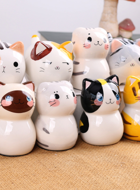 陶瓷小猫咪摆件创意家居饰品工艺品可爱桌面生日礼物日式系小物件