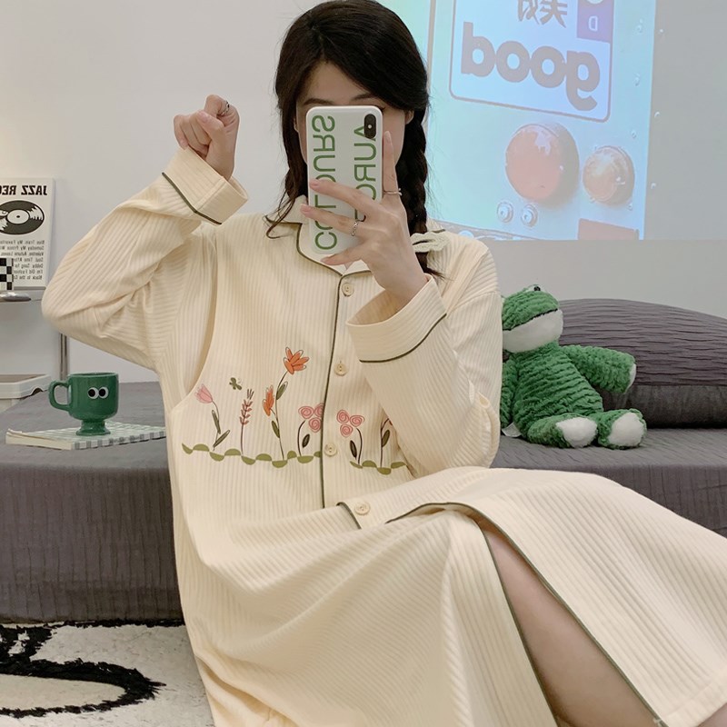 月子服睡裙女春夏季纯棉哺乳睡衣裙待产衣孕妇怀孕产后大码家居服