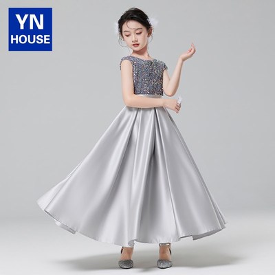 女童晚礼服轻奢小众高端钢琴演奏演出服儿童主持人大童闪亮公主裙