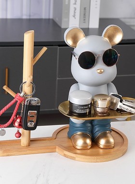 日式创意木质榉木收纳架玄关钥匙架实木办公桌面置物架杂物整理架