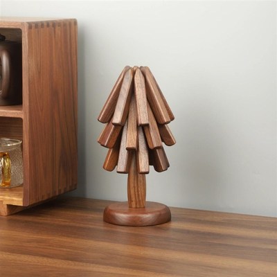 高级感圣诞树一棵树隔热垫实木质创意餐桌小树形防烫杯垫锅垫碗垫