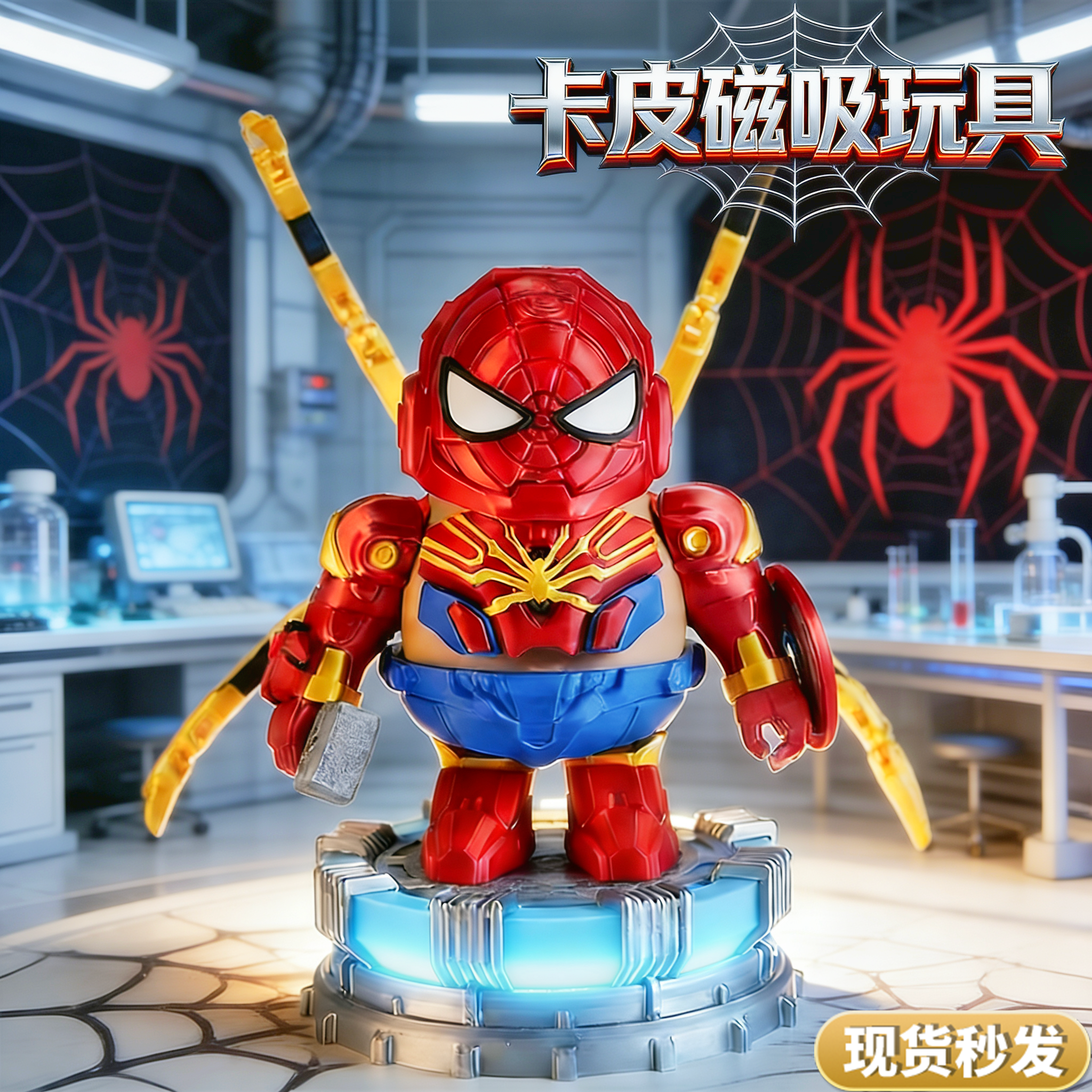 卡皮巴拉蜘蛛侠磁吸玩具钢铁侠3D打印新款摆件模玩手办彩盒儿童